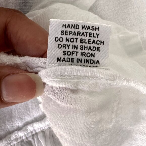 Jorja Long Sleeve Top Blouse Plus Size White Blue Boho Style 2X Tassel - Picture 12 of 14